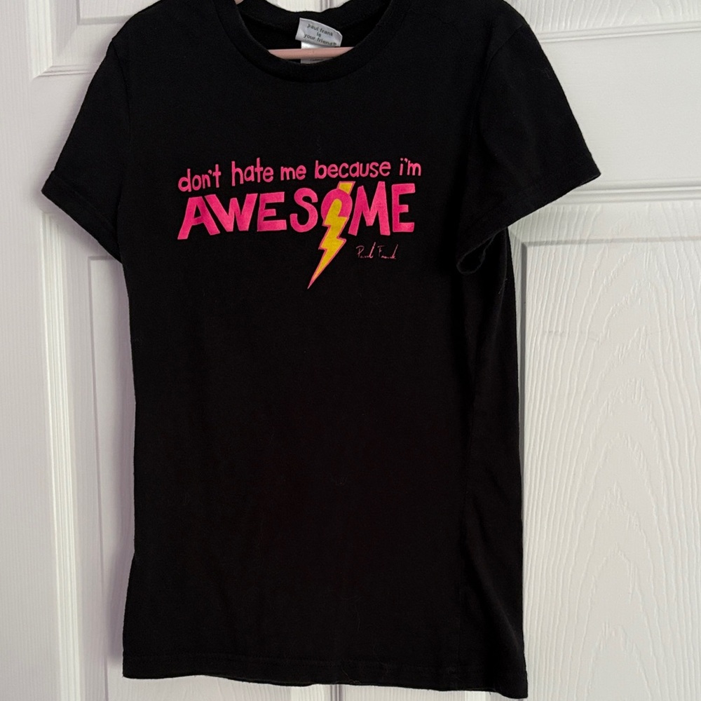 Paul Frank Black Tee with Pink and Yellow Design